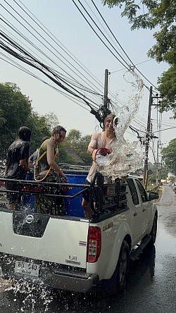 Playing in the Songkran water festival